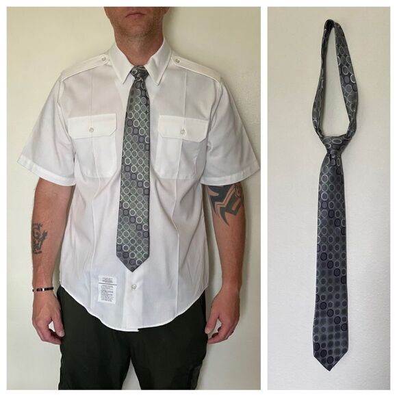 Michael Kors Tie Circle Print Silver Gray Green Metallic - Picture 4 of 5